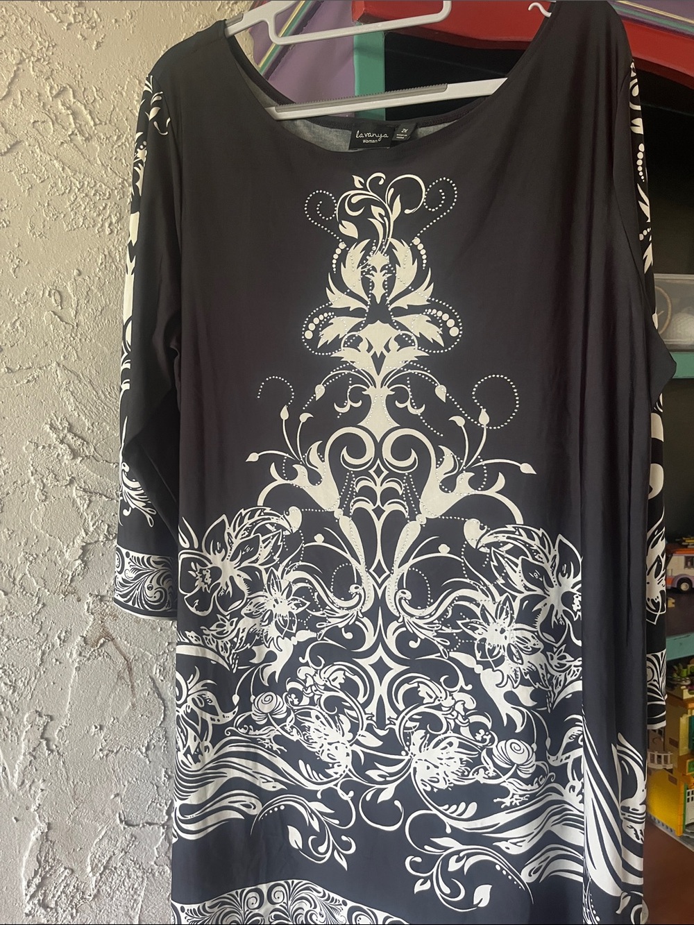 Lavanya  Classic Black & White Printed Tunic Top 2xl